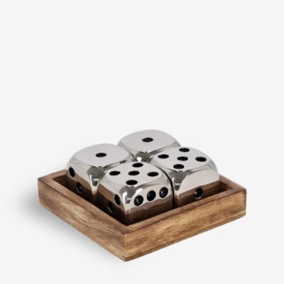 Декоративни коцки за среќа сребрени 10.5x10.5 см