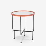 Mirrored side table  painter red Ø50cm