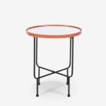 Mirrored side table  painter red Ø50cm (4)