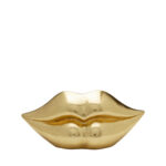 Money box lips gold 13cm