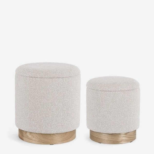Pouf me Ruajtje Zoya Gri Set 2 Ø37cm Pouf me magazinim zoya gri set 2 Ø37cm