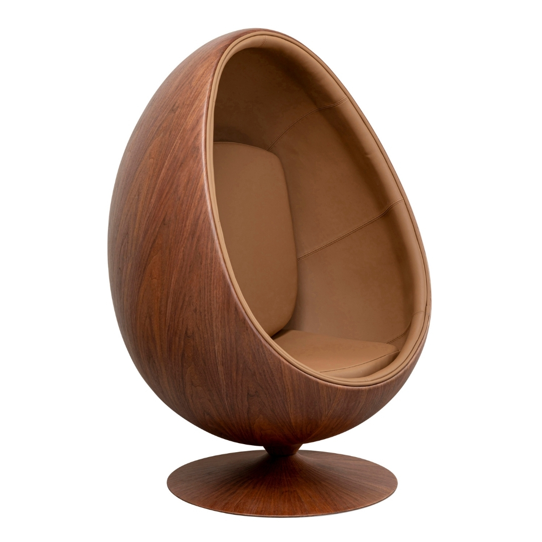 Swivel armchair eye ball walnut