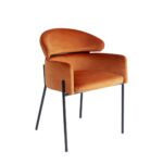 1 Chair With Armrest Alexia Velvet Orange