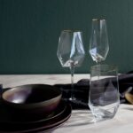 Champagne Glass Diamond Gold Rim (2)