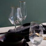 Champagne Glass Diamond Gold Rim (6)