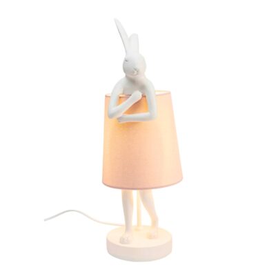 Table Lamp Animal Rabbit White Rose 50cm