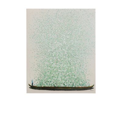Canvas Picture Flower Boat Beige Green 40x50cm