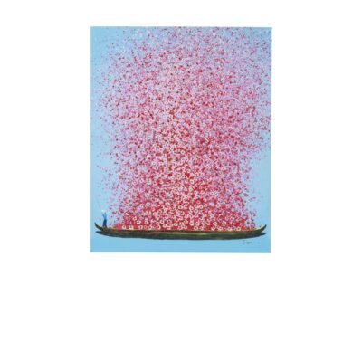 Canvas Picture Flower Boat Blue Pink 30x40cm
