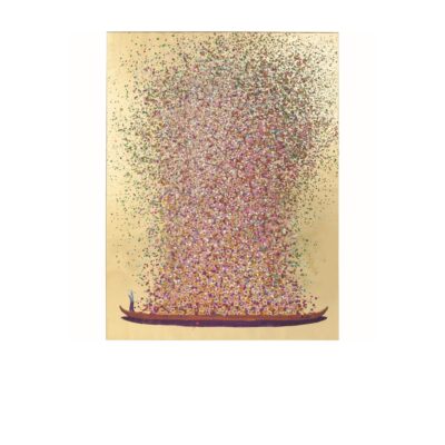 Canvas Picture Flower Boat Gold Pink 40x50cm