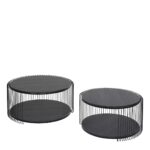 Coffee Table Wire Double Black Wood (2 Set) (6)