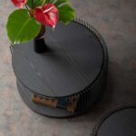 Coffee Table Wire Double Black Wood (2 Set) (8)