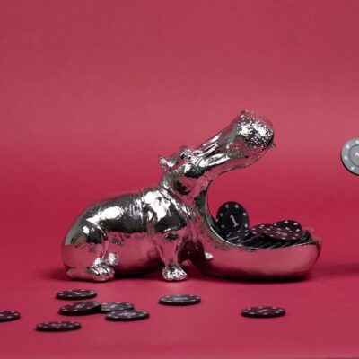 Deco Figurine Hungry Hippo Silver 17cm (2)