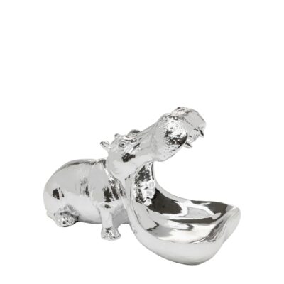 Deco Figurine Hungry Hippo Silver 17cm