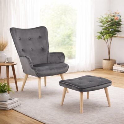 Armchair With Footrest Melisia Gray Natural (2)