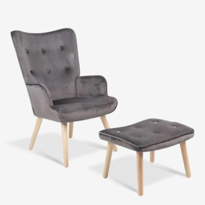 Armchair With Footrest Melisia Gray Natural