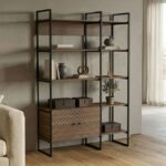 Полица за книги Ромбо орев црна 120x180 см (2)