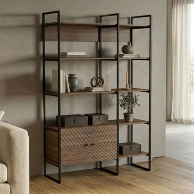 Bookcase Rhombo Walnut Black 120x180cm (2)