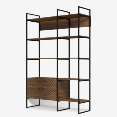 Bookcase Rhombo Walnut Black 120x180cm