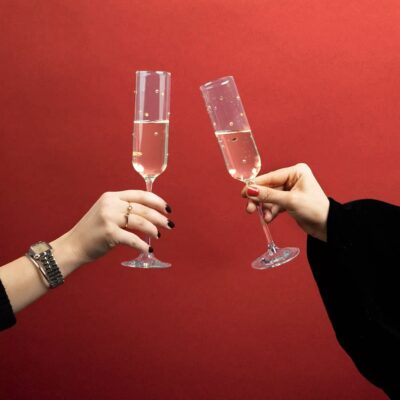 Champagne Glass Glam Dots Silver 25cm