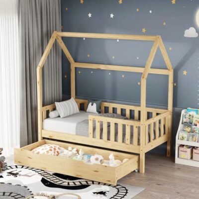 Child’s Bed With Drawer Bendina Montessori style Natural 70x140cm (18)