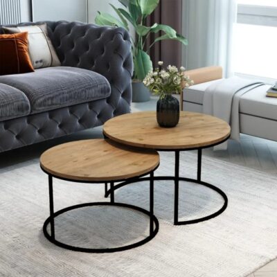Coffee Table Solme 2pc Natural Black (2)