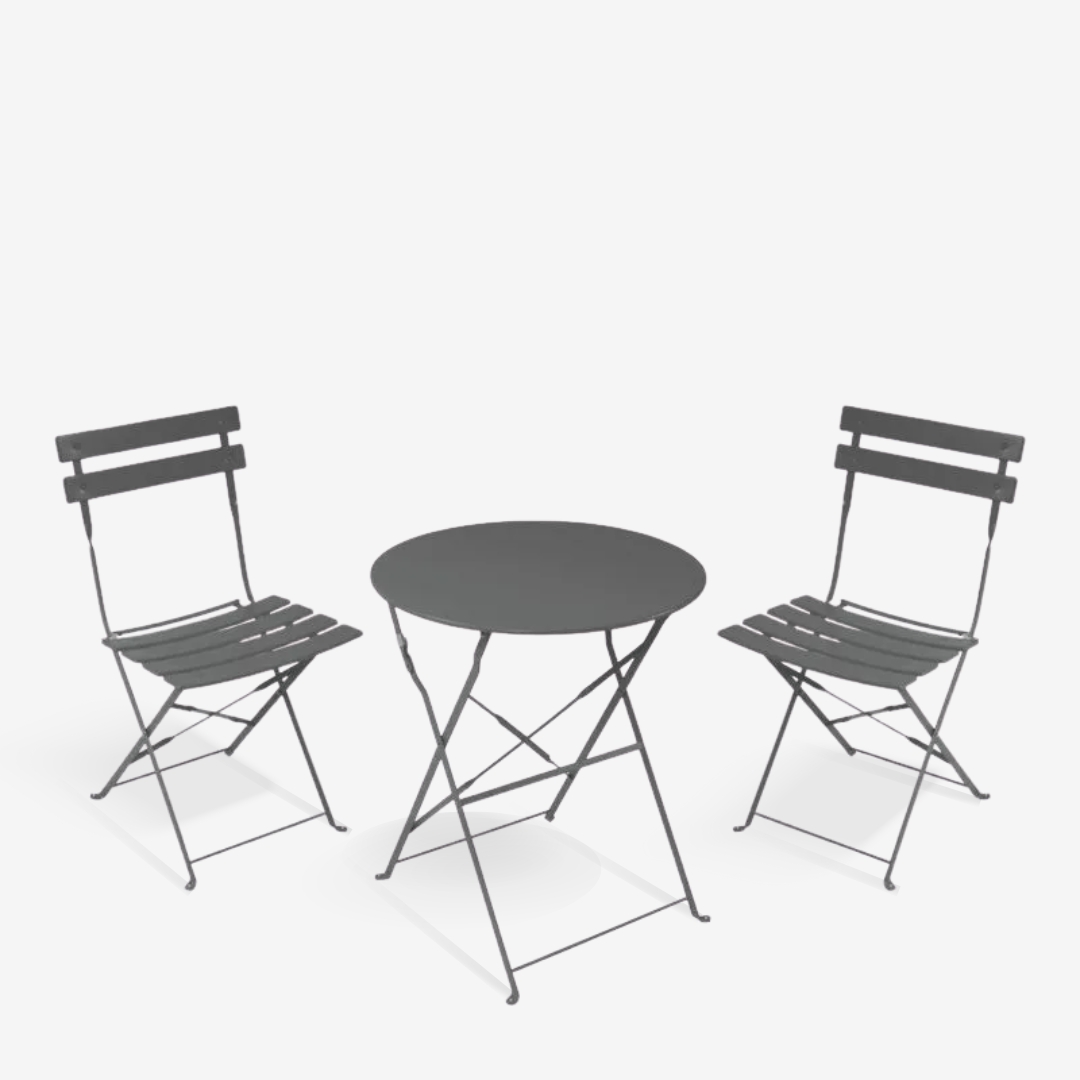 Dining Table Bistro 3pc Charcoal Ø60cm Dining Table Bistro 3pc Charcoal Ø60cm
