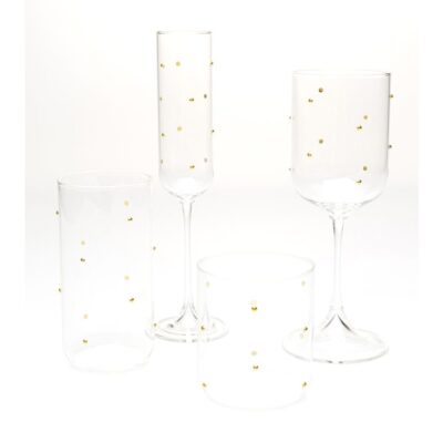 White Wine Glass Glam Dots Gold 22cm (2)