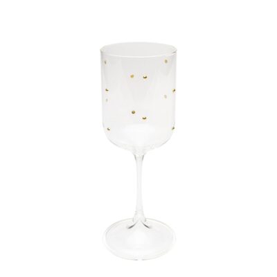 White Wine Glass Glam Dots Gold 22cm