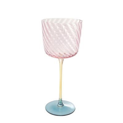 Wine Glass Twist Pink 22cm