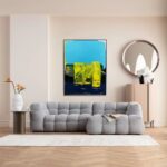 Framed Picture Abstract High Gloss Blue 120x160cm (2)