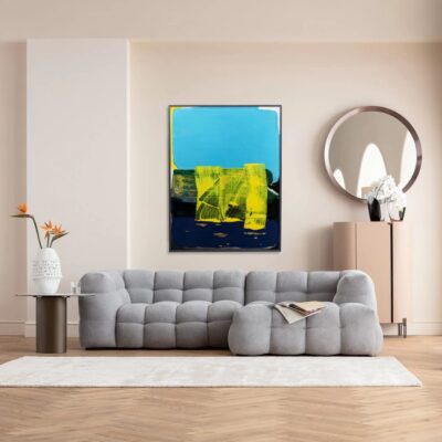 Framed Picture Abstract High Gloss Blue 120x160cm (2)