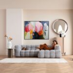 Framed Picture Abstract High Gloss Pink 160x120cm (2)