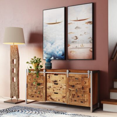 Framed Picture Cloud Boat 60x120cm (2)