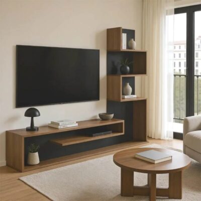 TV Stand & Shelf Cazenda Oak Anthracite (2)