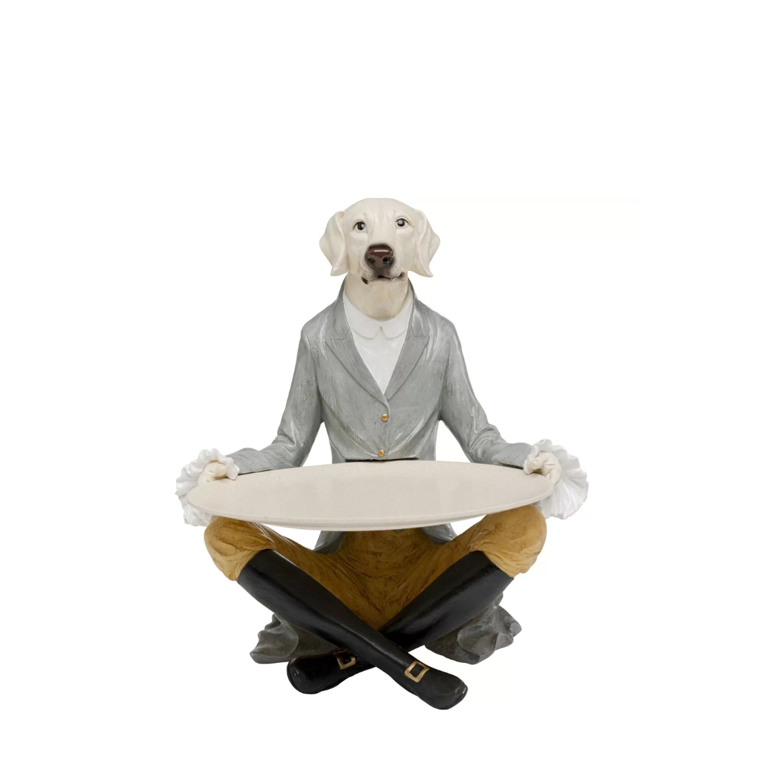 Deco Figurine Gentleman Dog Tray 29cm