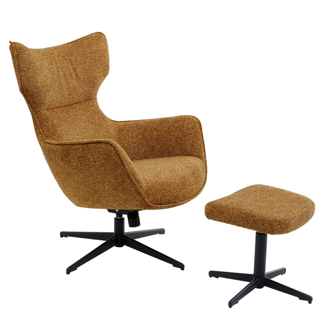 Swivel Armchair + Hocker Jules Yellow Swivel Armchair + Hocker Jules Yellow