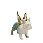 Deco Figurine Angel Wings Dog Blue
