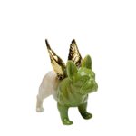 Deco Figurine Angel Wings Dog Green