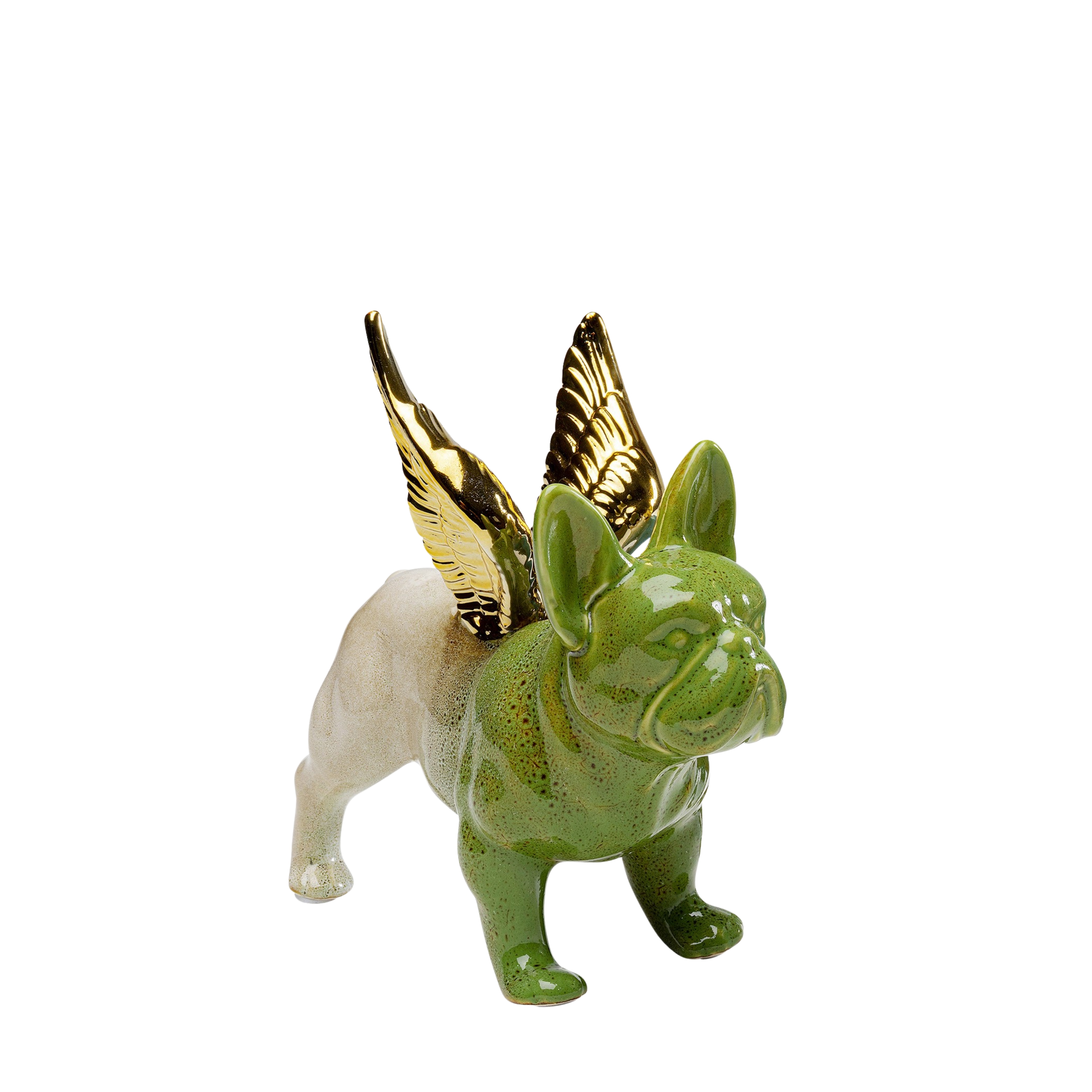 Deco Figurine Angel Wings Dog Green
