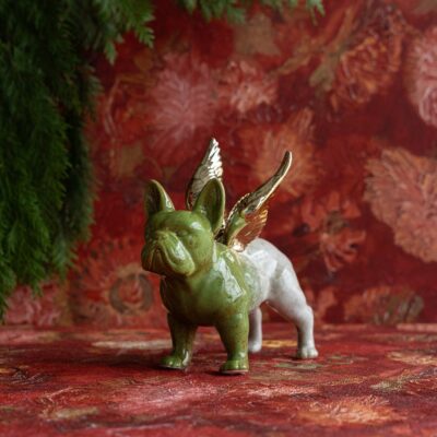 Deco Figurine Angel Wings Dog Green (2)