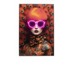 Framed Picture LED Fancy Red Lady 55x75cm