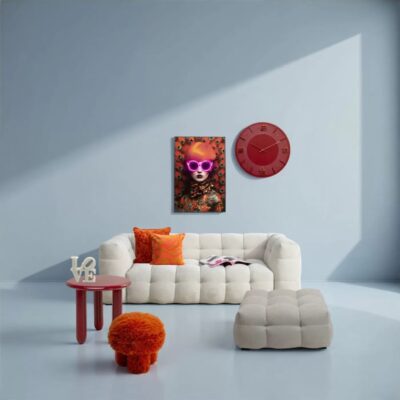 Framed Picture LED Fancy Red Lady 55x75cm (2)