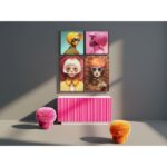 Framed Picture LED Pink Woman 80x80cm (3)